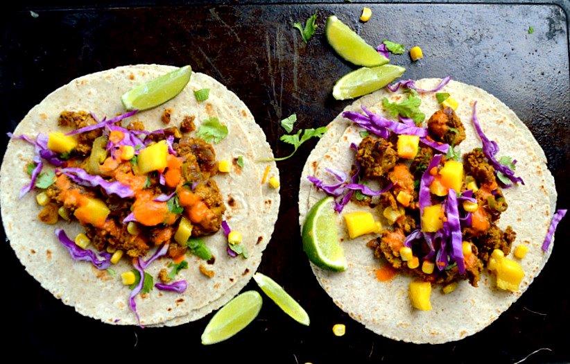 Vegan Jamaican Brushfire chicken Taco Torchy'sstyle