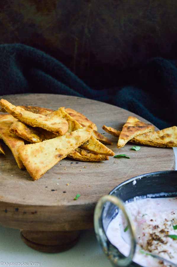 Radish raita naan chips