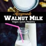 Homemade walnut milk, rich in omega 3 and low-calorie. #low-carb #vegan