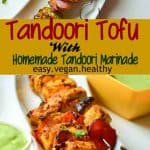 Tandoori tofu with homemade tandoori marinade, made from curry paste! Quick and easy, #vegan