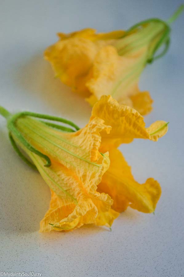 vegan Indian-style pumpkin blossom fritters