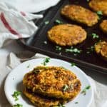 Low-carb vegan baked cauliflower hash browns