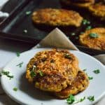 Low-carb vegan baked cauliflower hash browns