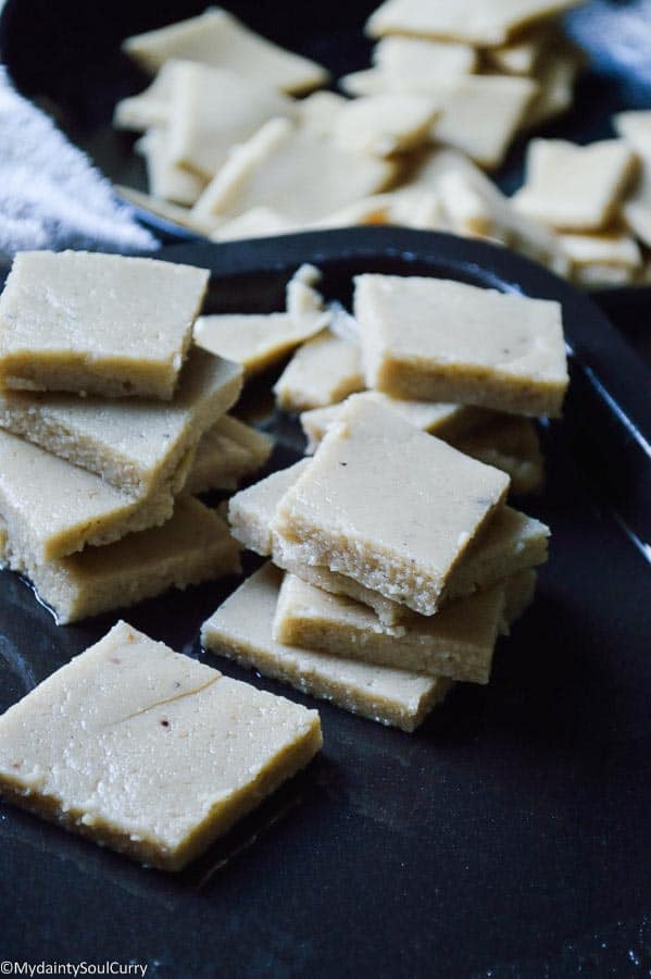 quick sugar free vegan cashew katli 