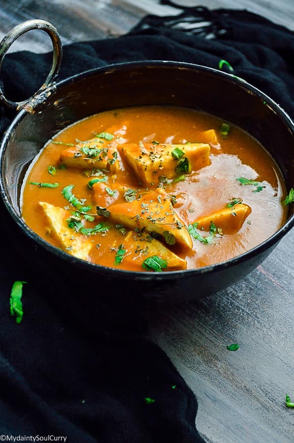 easy five minute vegan paneer masala