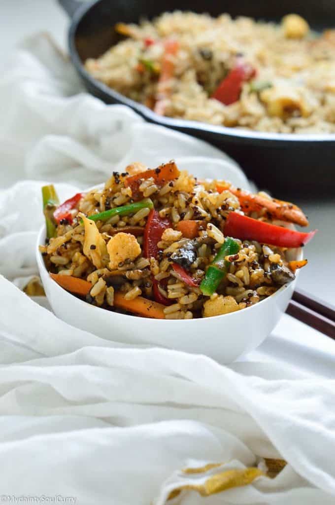 Fried brown rice