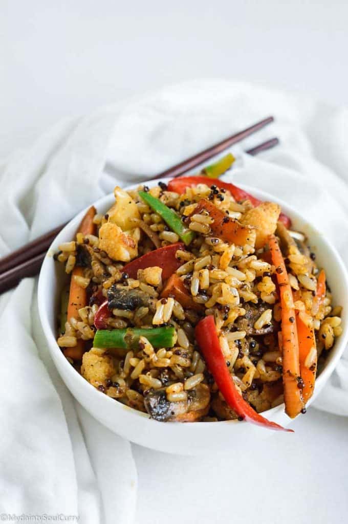 Fried quinoa and brown rice