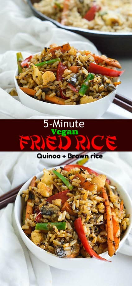 Easy VEGAN fried rice with brown rice and quinoa. #mydaintysoulcurry #friedrice #veganfriedrice #plantbased