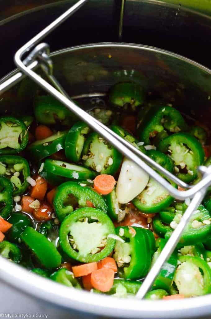 Mexican pickled jalapeno and carrots