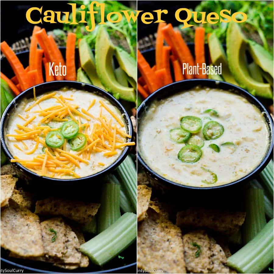 Keto and Vegan cauliflower queso