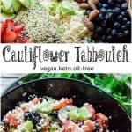 Keto cauliflower tabbouleh ingredients, easy to follow process and a video recipe