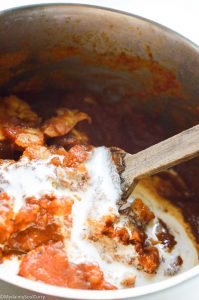 Adding coconut milk