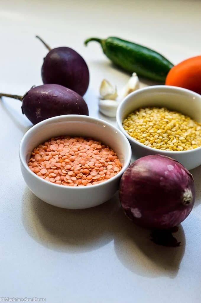 ingredients for coconut red lentil curry