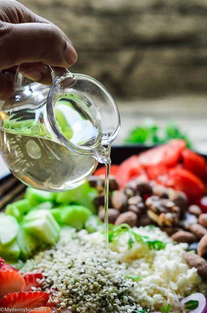 Keto cauliflower tabbouleh ingredients, easy to follow process and a video recipe