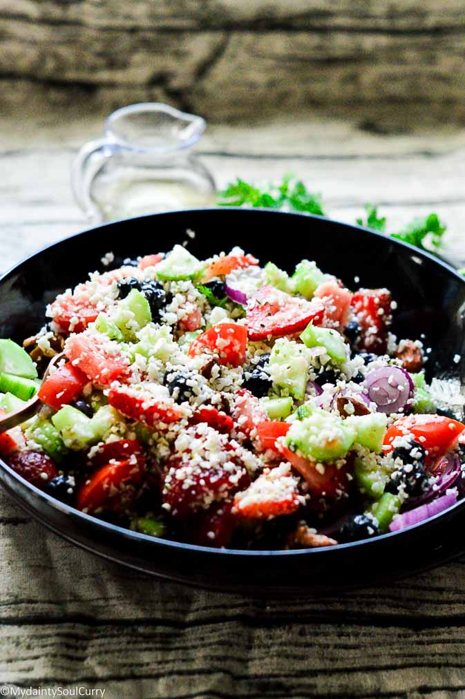 easy keto cauliflower tabbouleh