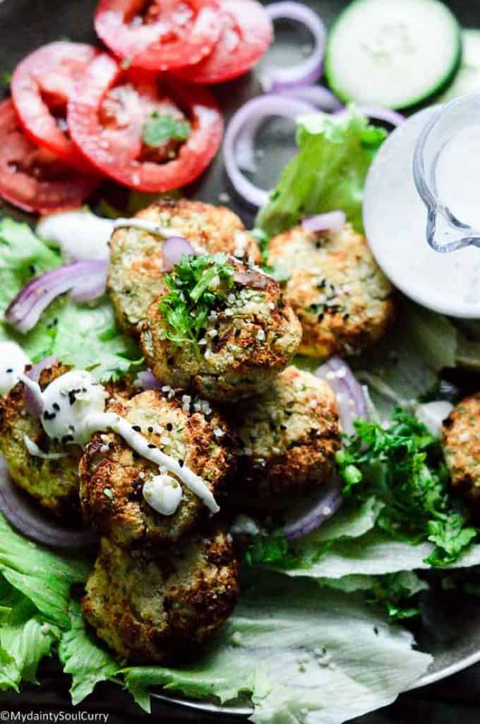vegan keto falafel made from cauliflower and spices