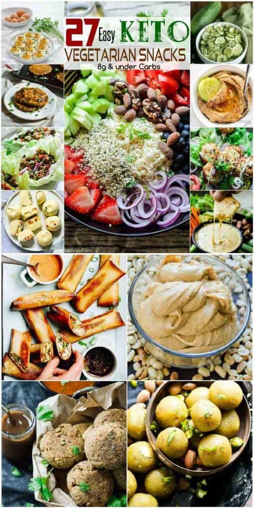 27 easy vegetarian and vegan keto snacks recipes that you will love. #veganrecipes #ketorecipes #ketosnacks