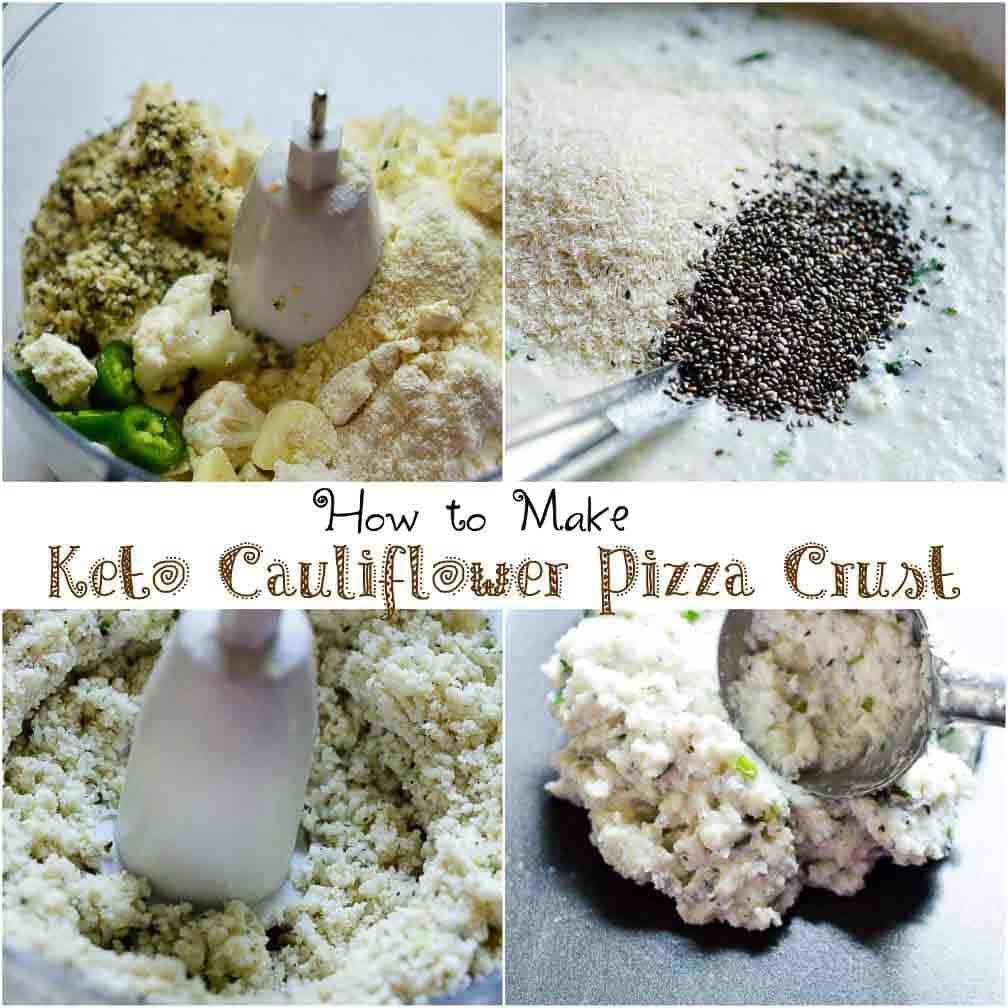 step by step image of cauliflower pizza crust