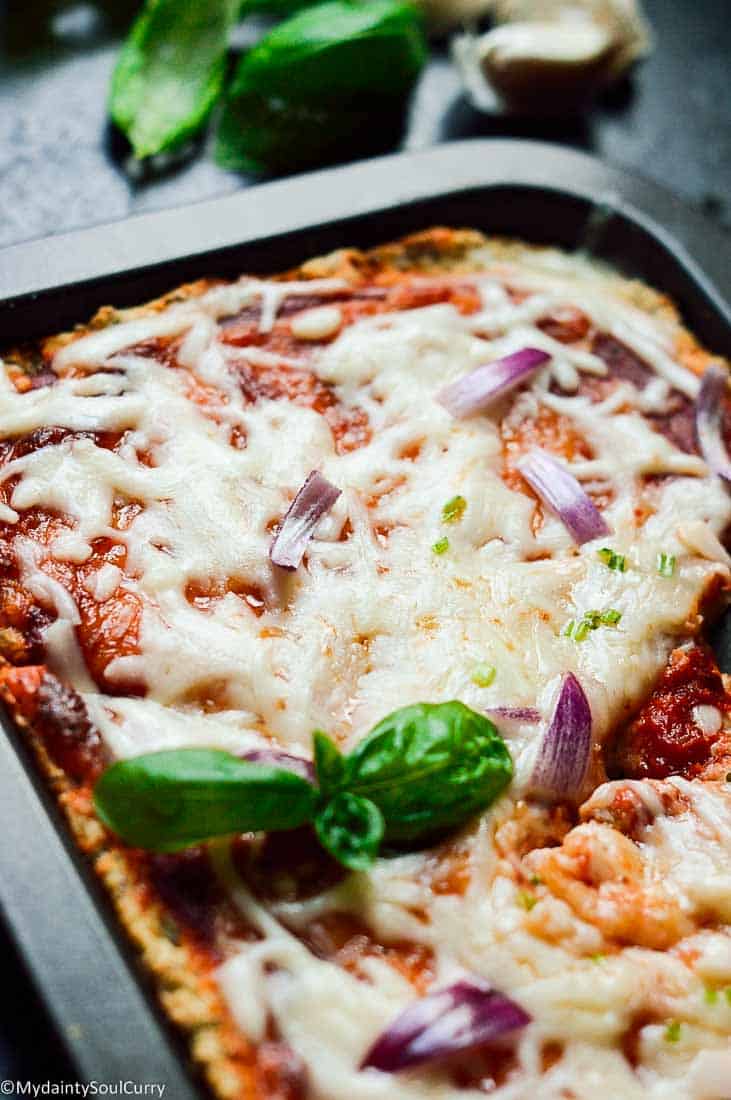 Keto Cauliflower Pizza Recipe My Dainty Soul Curry