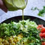 Cucumber corn salad with cilantro lime dressing