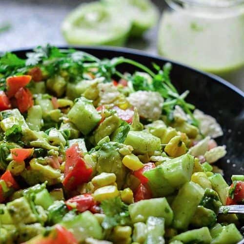 corn salad with avocado and tomatoes