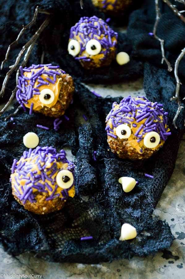 Dates and nuts energy balls in monster form