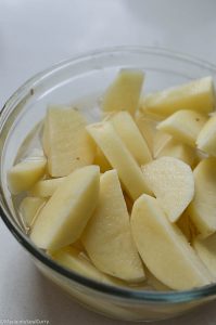 Sliced potatoes for curry