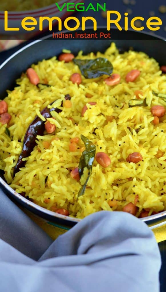 Indian inspired lemon rice with spicy punch, made in the instant pot