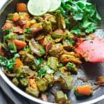 Easy okra masala made in stovetop and instant pot