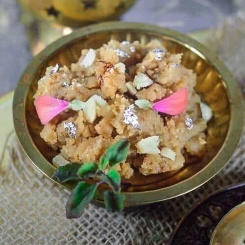 Almond hawa dessert in bowl