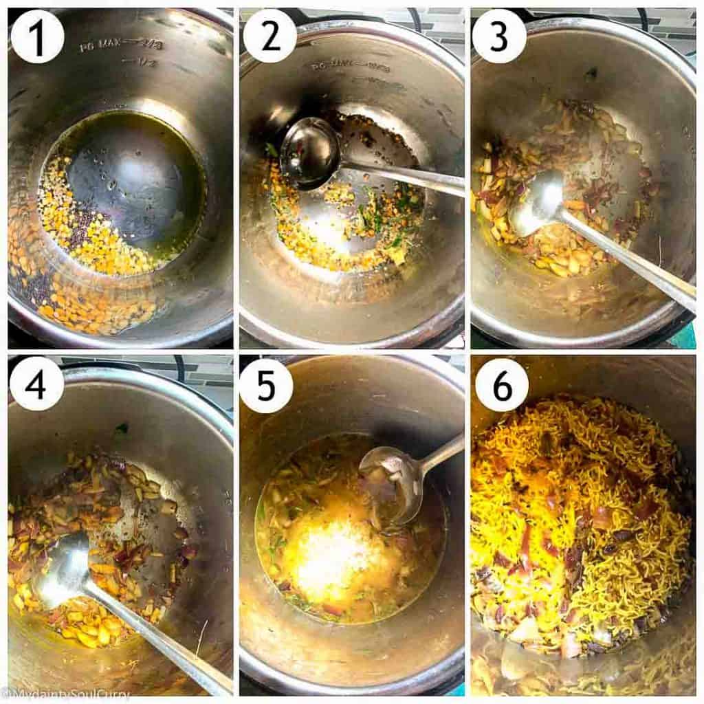 Making lemon rice, steps in the instant pot