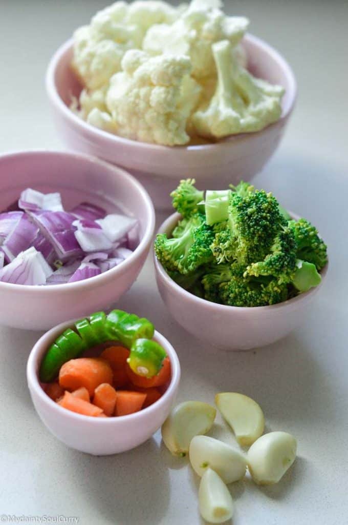 Ingredients for the cauli soup