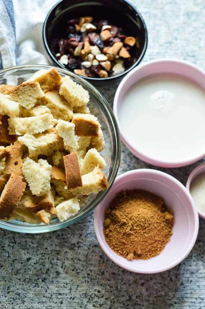 Ingredients for instant pot bread pudding