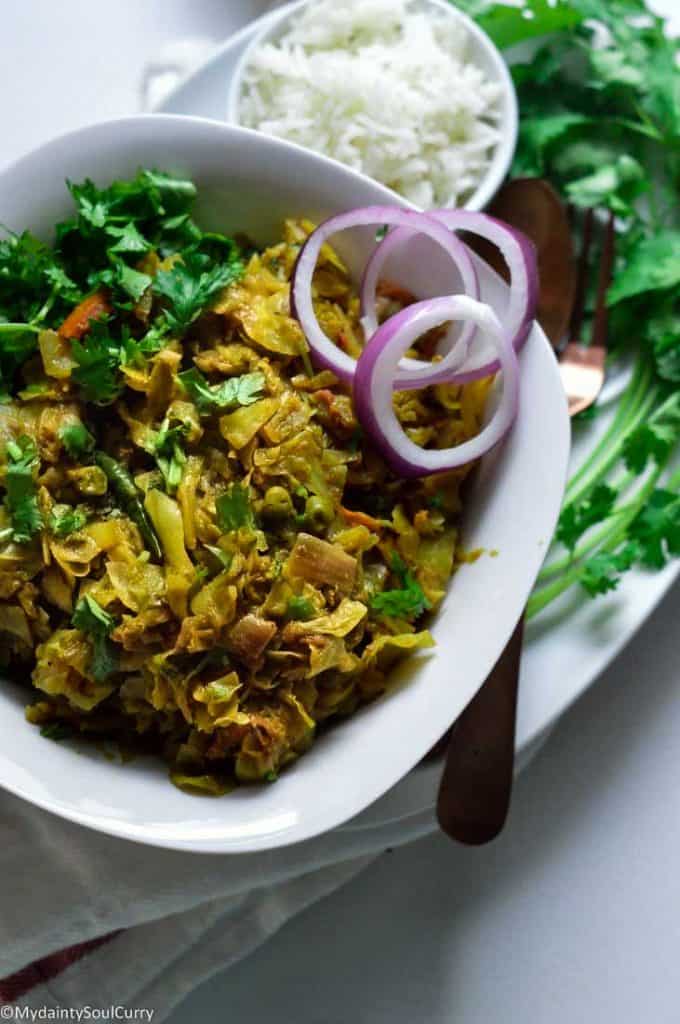 Cabbage curry in instant pot