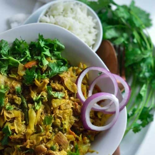 Bowl of curried cabbage