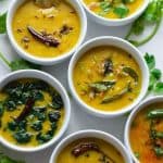 Six types of Indian dal using toor dal