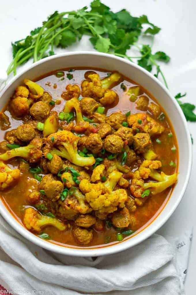 Vegan soya chunks curry in instant pot