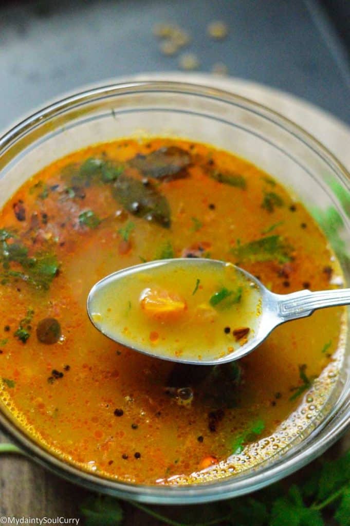 A spoonful of instant pot rasam
