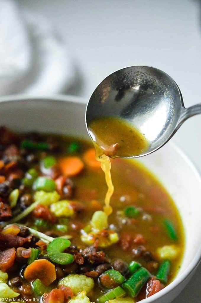 Thin and light healing kala chana soup