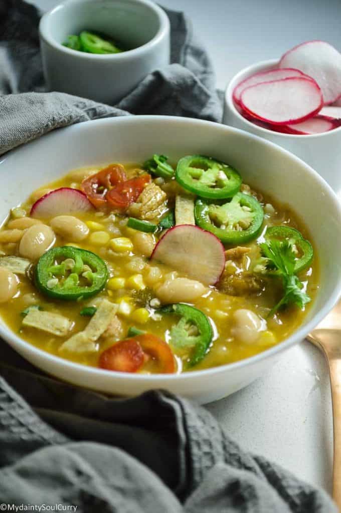 Vegan white bean soup made in the instant pot