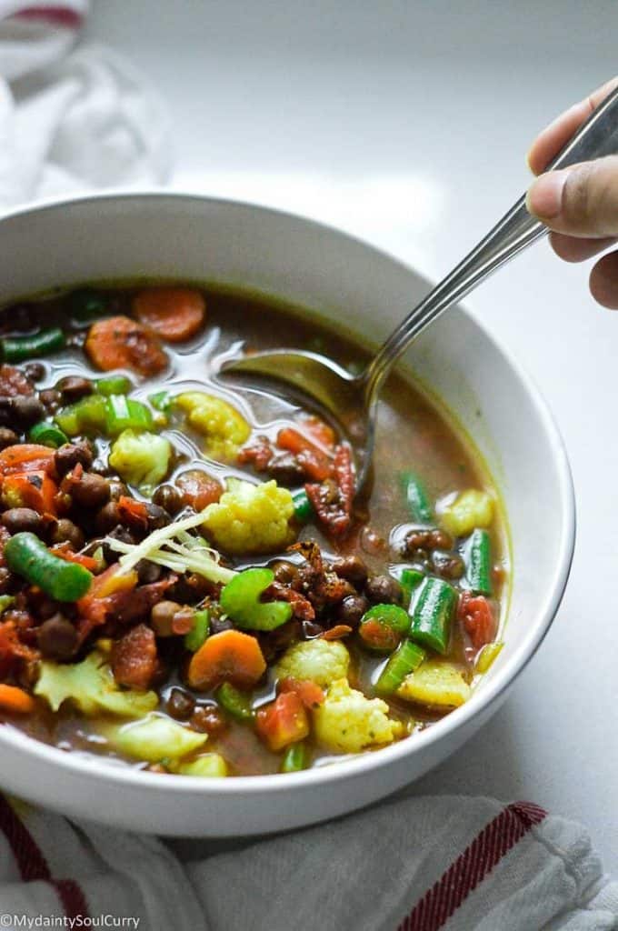 Kala chana soup with vegetables