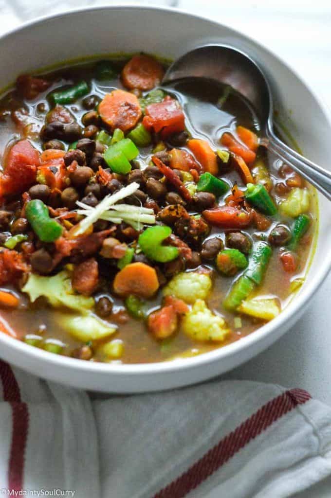 Yum black chickpeas soup