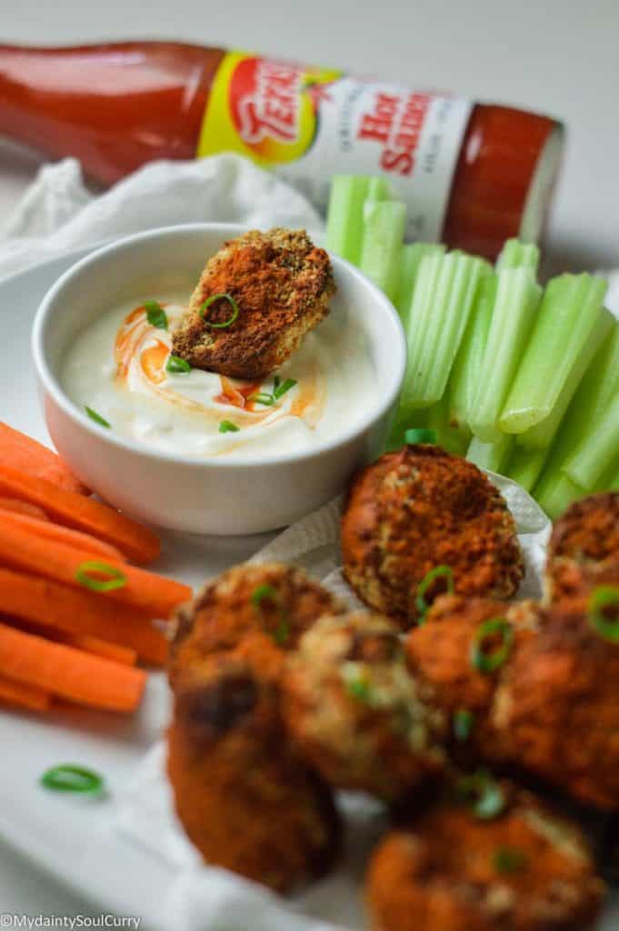 air-fried buffalo mushroom wings