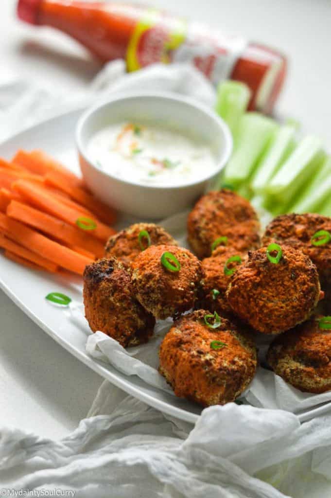 Buffalo air fried mushrooms w/ dipping sauce