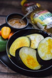 Eggplants in turmeric rub