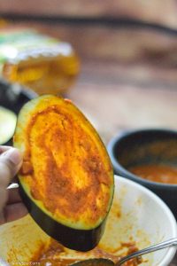 Eggplant marinated w/ tandoori paste