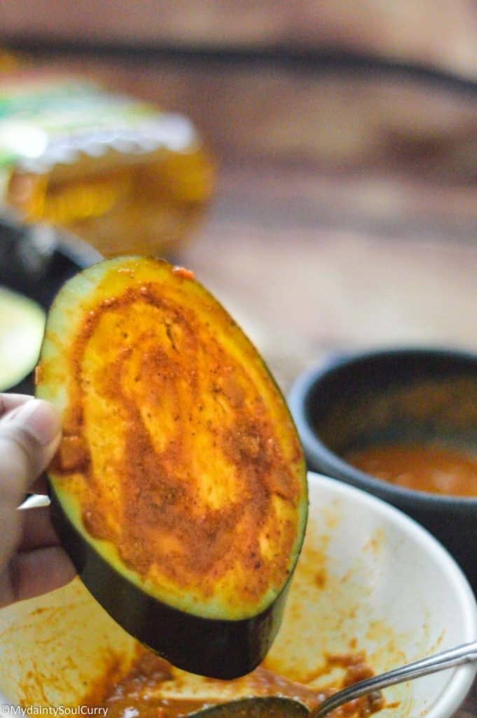 Eggplant marinated w/ tandoori paste