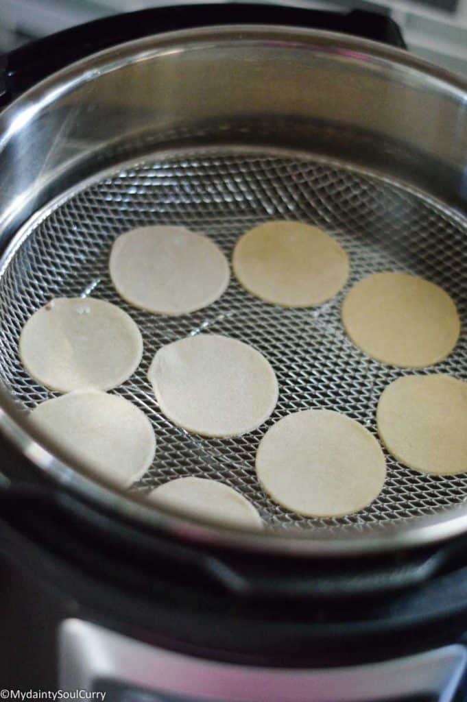 Air frying pani puris