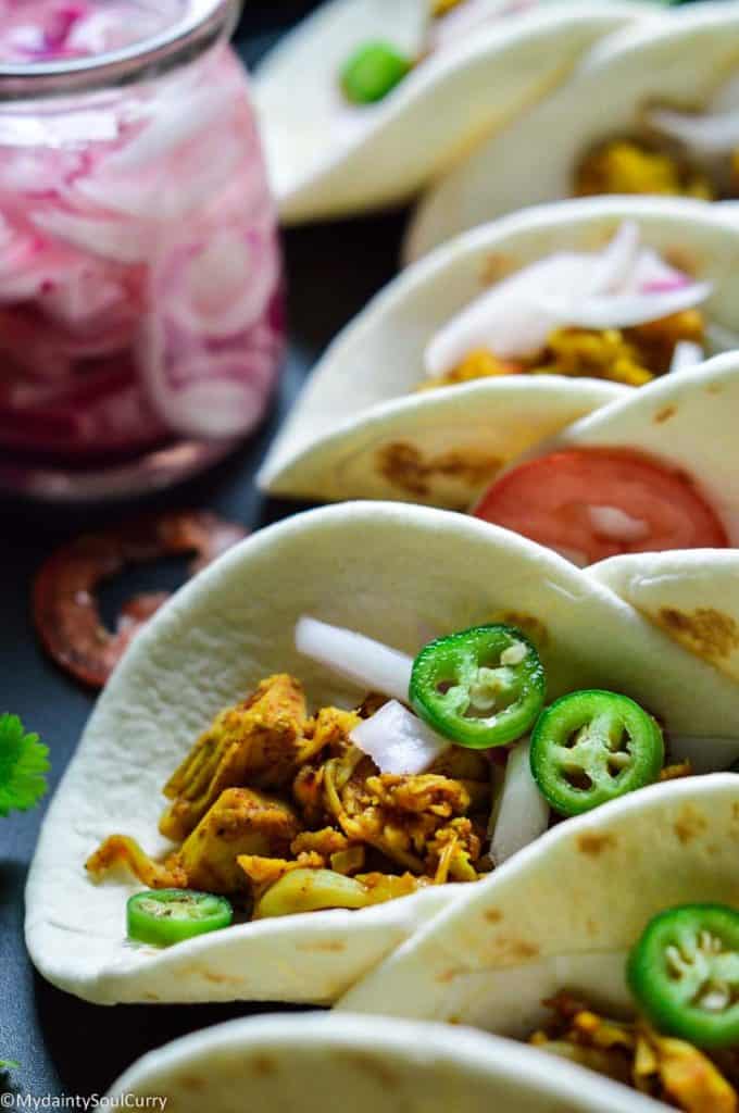 Curried jackfruit taco