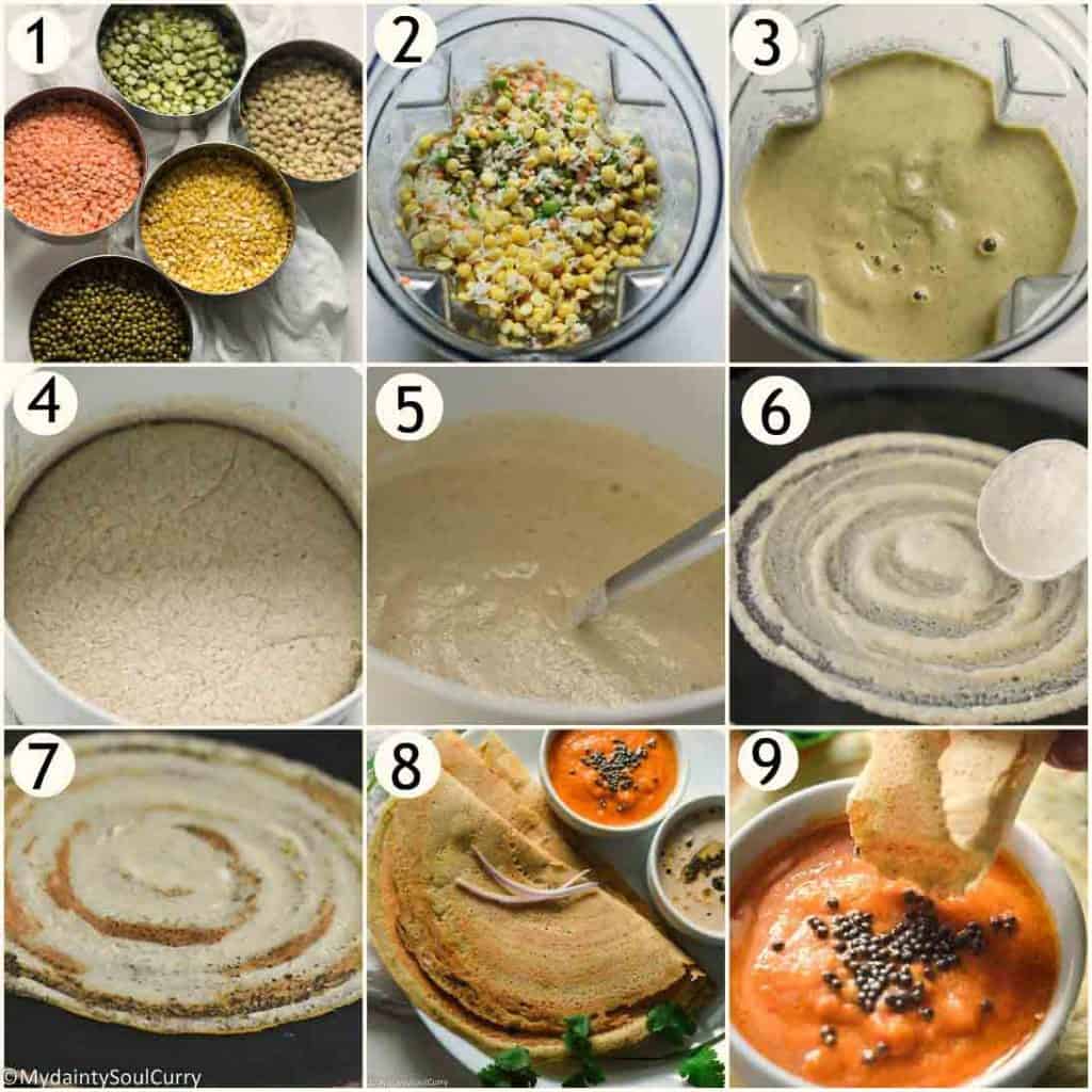 How to make mixed dal dosa?